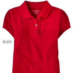 4 pack The Children’s Place Stretch Fabric Red Short Sleeve Ruffle Polo, NWT